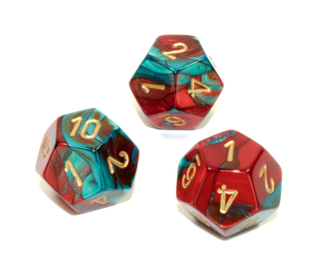 Chessex Polyhedral Dice Set: Gemini (Red-Teal/Gold)
