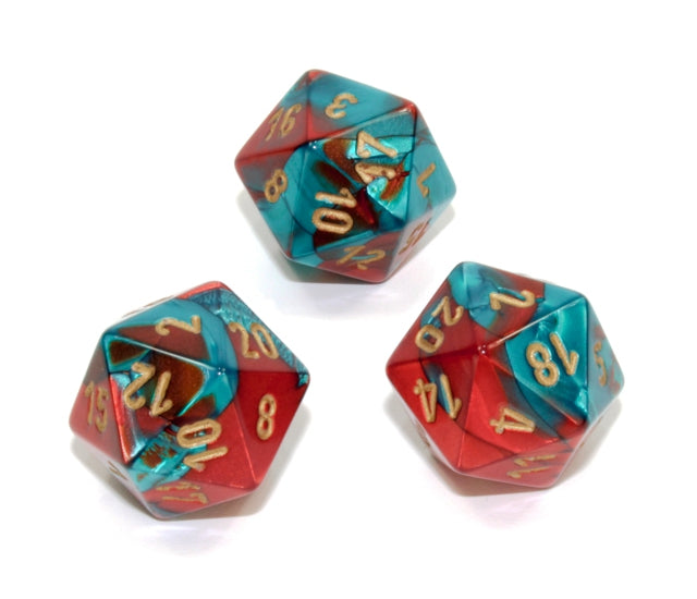 Chessex Polyhedral Dice Set: Gemini (Red-Teal/Gold)