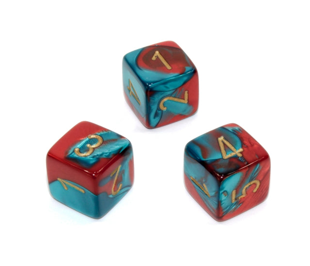 Chessex Polyhedral Dice Set: Gemini (Red-Teal/Gold)