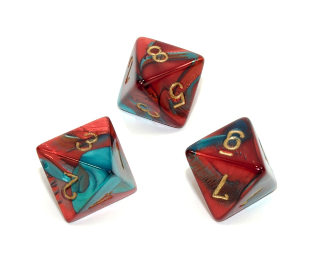Chessex Polyhedral Dice Set: Gemini (Red-Teal/Gold)