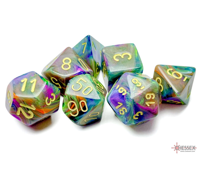 Chessex Polyhedral Dice Set: Festive (Rio/Yellow)