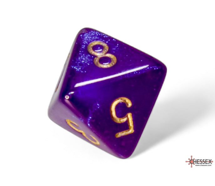 Chessex Polyhedral Dice Set: Borealis Luminary (Royal Purple/Gold)