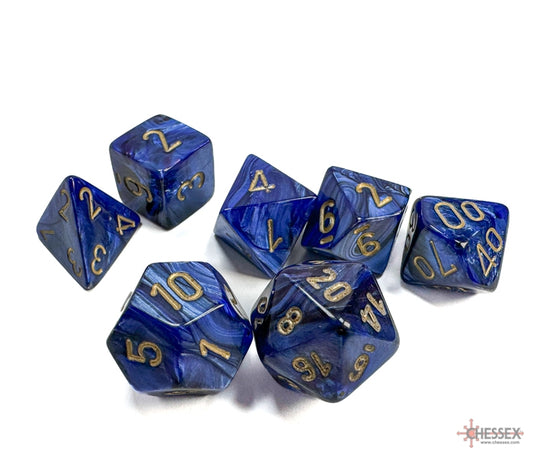 Chessex Polyhedral Dice Set: Scarab (Royal Blue/Gold)
