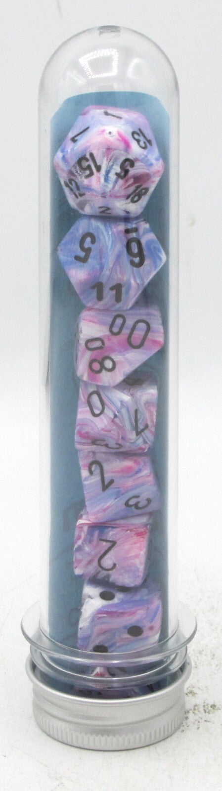 Chessex Polyhedral Lab Dice Set: Festive (Hydrangea/Black)