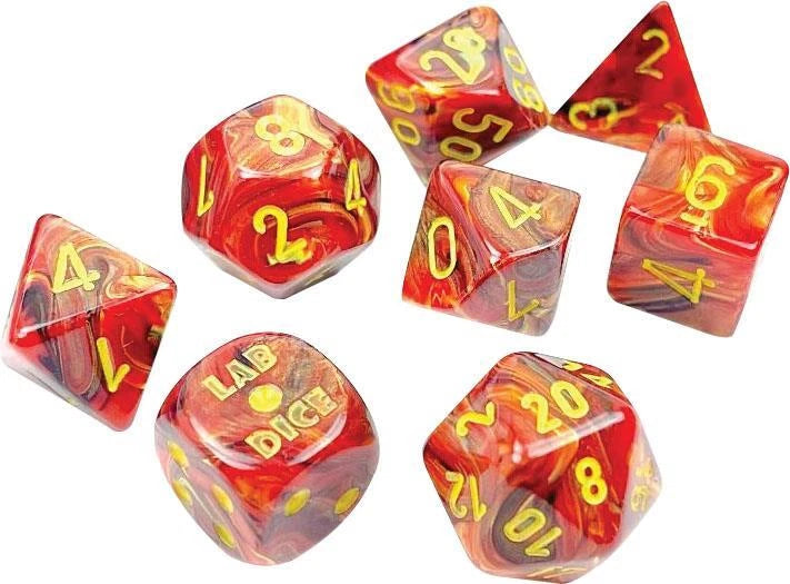 Chessex Polyhedral Lab Dice Set: Vortex (Underworld/Yellow)
