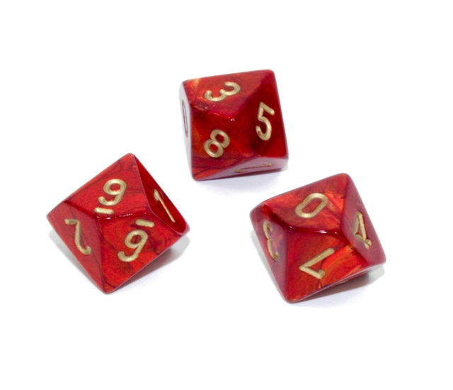 Chessex Polyhedral Dice Set: Scarab (Scarlet/Gold)