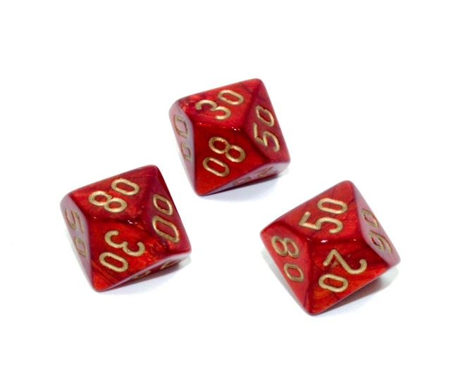 Chessex Polyhedral Dice Set: Scarab (Scarlet/Gold)