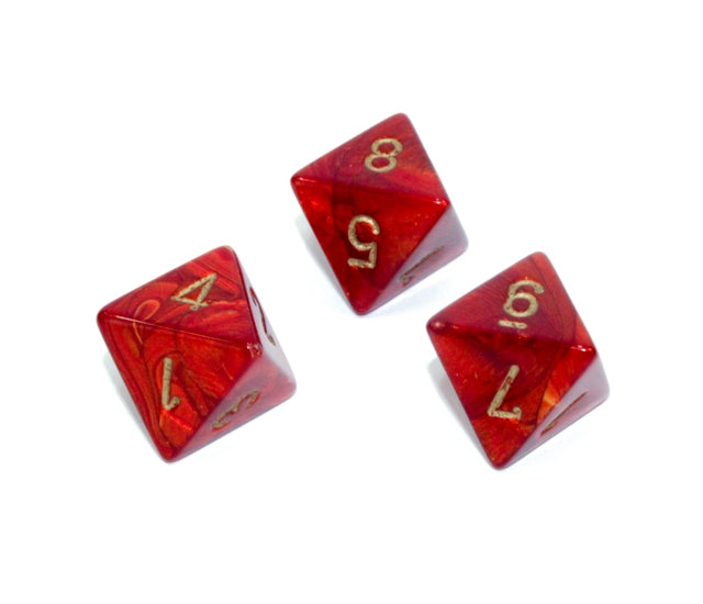 Chessex Polyhedral Dice Set: Scarab (Scarlet/Gold)