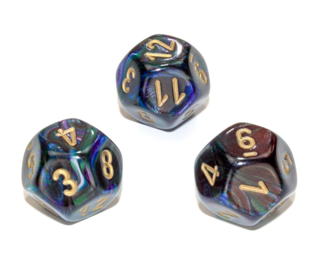 Chessex Polyhedral Dice Set: Lustrous (Shadow/Gold)