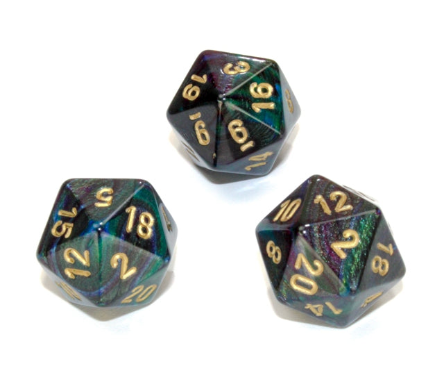 Chessex Polyhedral Dice Set: Lustrous (Shadow/Gold)