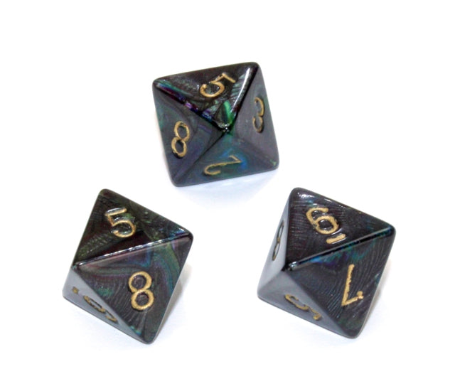 Chessex Polyhedral Dice Set: Lustrous (Shadow/Gold)