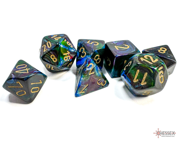 Chessex Polyhedral Dice Set: Lustrous (Shadow/Gold)