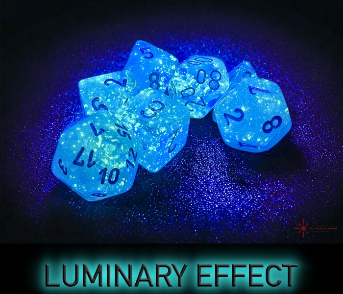 Chessex Polyhedral Dice Set: Borealis Luminary (Sky Blue/White)