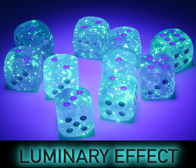 Chessex D6 Dice Brick: Borealis Luminary (Sky Blue/White)