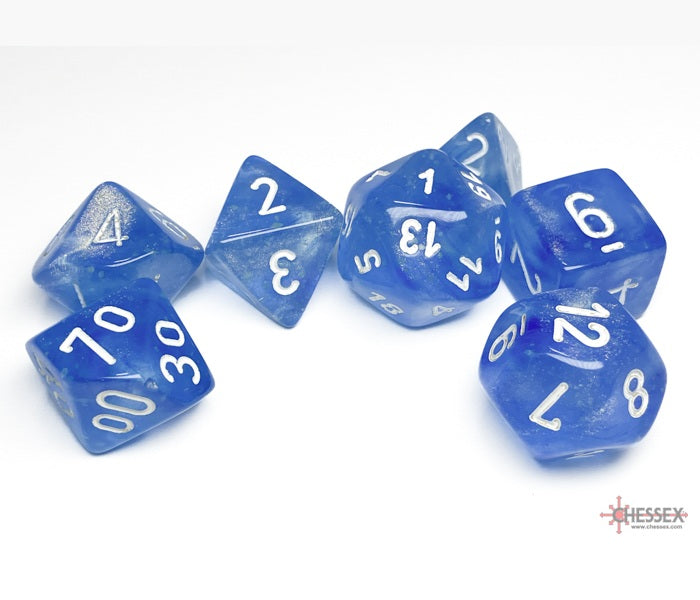 Chessex Polyhedral Dice Set: Borealis Luminary (Sky Blue/White)