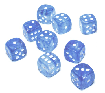 Chessex D6 Dice Brick: Borealis Luminary (Sky Blue/White)