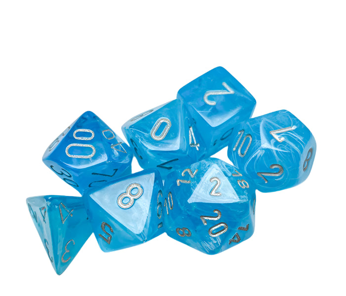 Chessex Polyhedral Dice Set: Luminary (Sky/Silver)