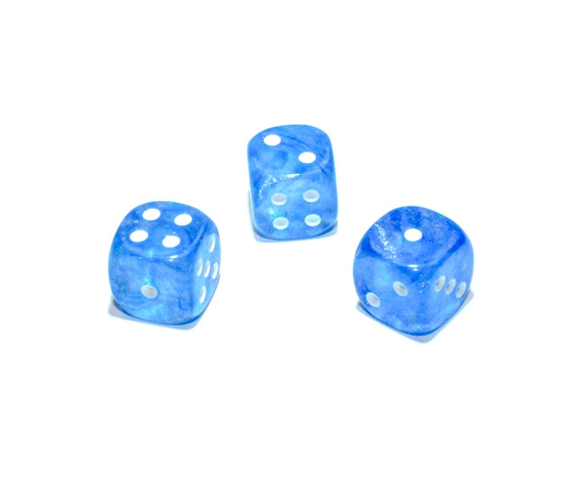 Chessex D6 Dice Brick: Borealis Luminary (Sky Blue/White)