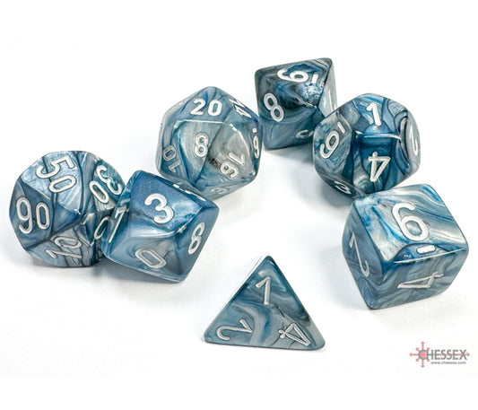 Chessex Polyhedral Dice Set: Lustrous (Slate/White)
