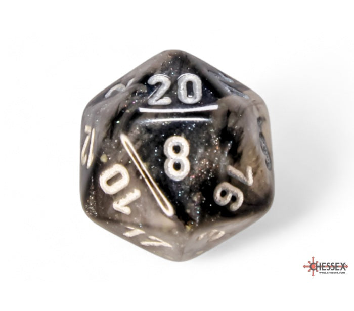 Chessex Polyhedral Dice Set: Borealis Luminary (Light Smoke/Silver)