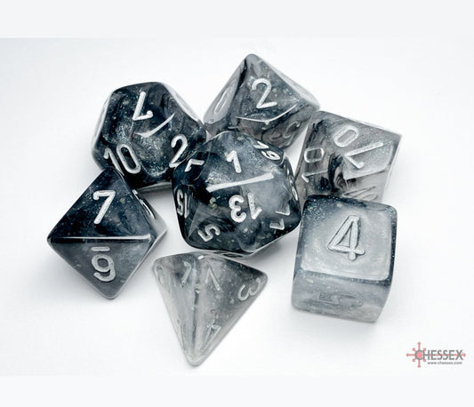Chessex Polyhedral Dice Set: Borealis Luminary (Light Smoke/Silver)