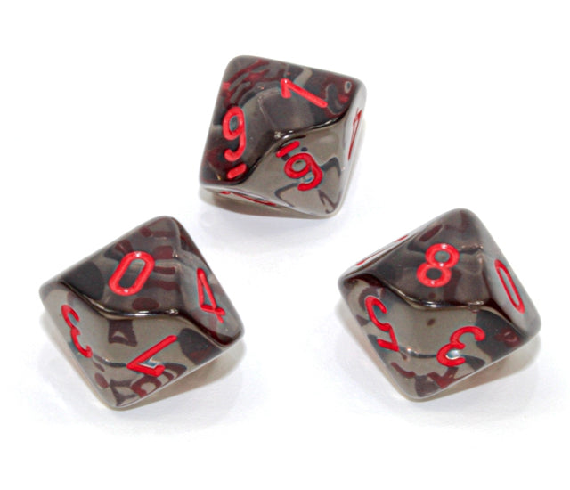 Chessex Polyhedral Dice Set: Translucent (Smoke/Red)