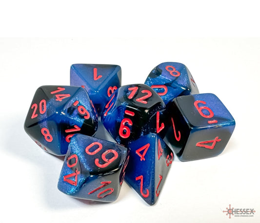 Chessex Polyhedral Dice Set: Gemini (Black-Starlight/Red)