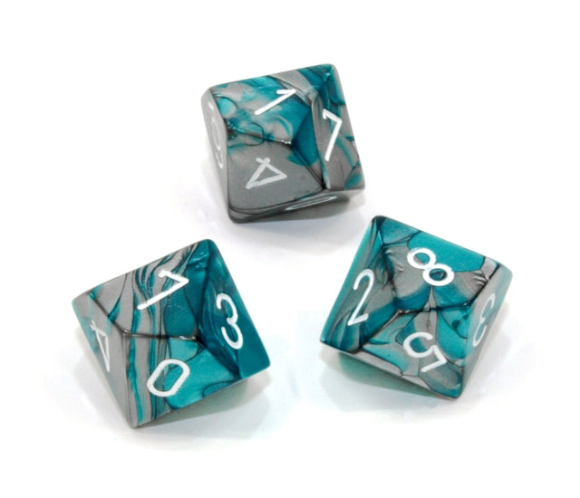 Chessex Polyhedral Dice Set: Gemini (Steel-Teal/White)