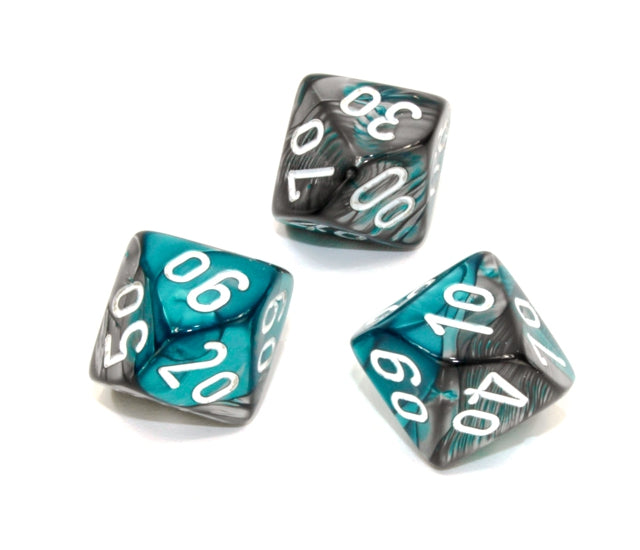 Chessex Polyhedral Dice Set: Gemini (Steel-Teal/White)