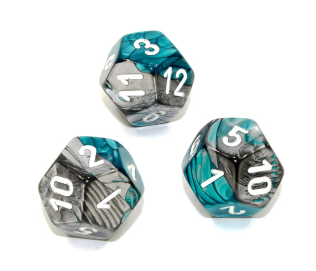 Chessex Polyhedral Dice Set: Gemini (Steel-Teal/White)