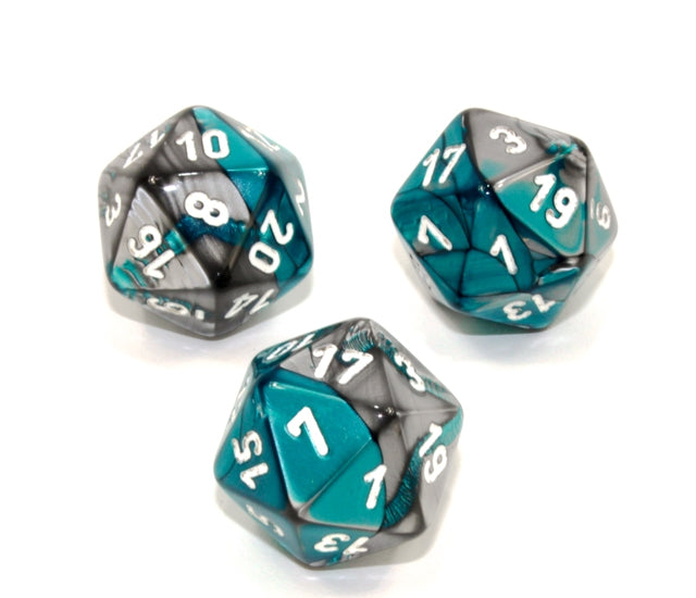 Chessex Polyhedral Dice Set: Gemini (Steel-Teal/White)