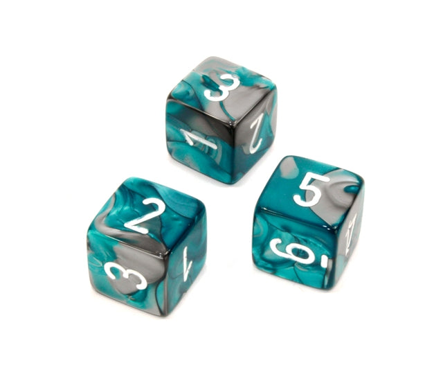 Chessex Polyhedral Dice Set: Gemini (Steel-Teal/White)