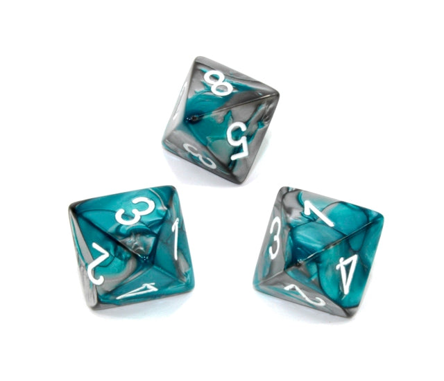 Chessex Polyhedral Dice Set: Gemini (Steel-Teal/White)