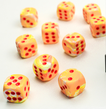 Chessex D6 Dice Brick: Festive (Sunburst/Red)