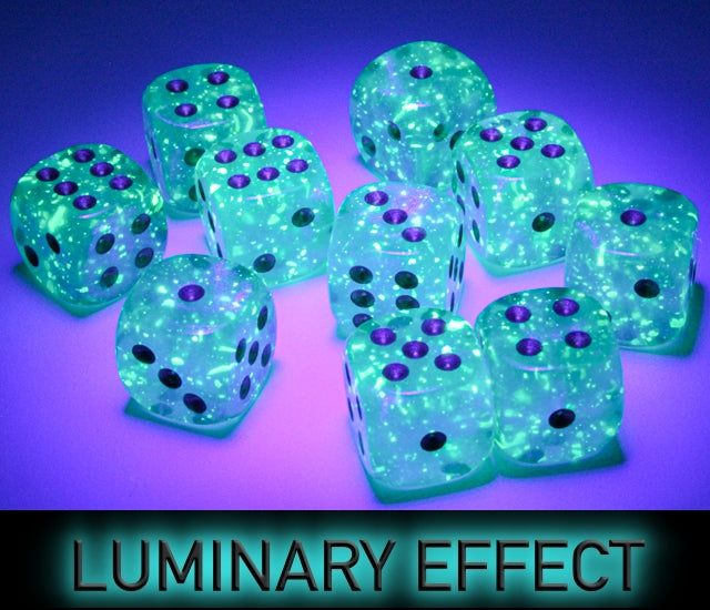Chessex D6 Dice Brick: Borealis Luminary (Teal/Gold)