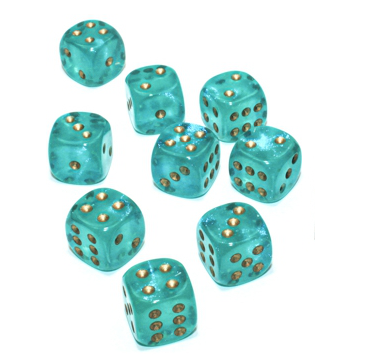 Chessex D6 Dice Brick: Borealis Luminary (Teal/Gold)