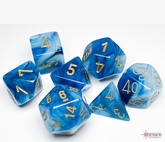 Chessex Polyhedral Dice Set: Phantom (Teal/Gold)