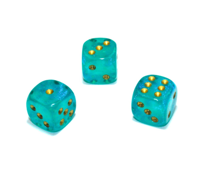 Chessex D6 Dice Brick: Borealis Luminary (Teal/Gold)
