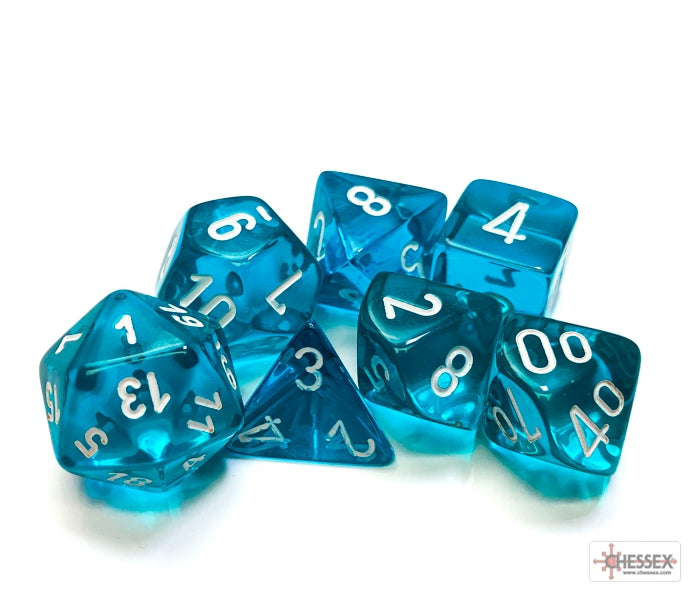 Chessex Polyhedral Dice Set: Translucent (Teal/White)