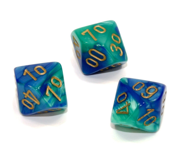 Chessex Polyhedral Dice Set: Gemini (Blue-Teal/Gold)