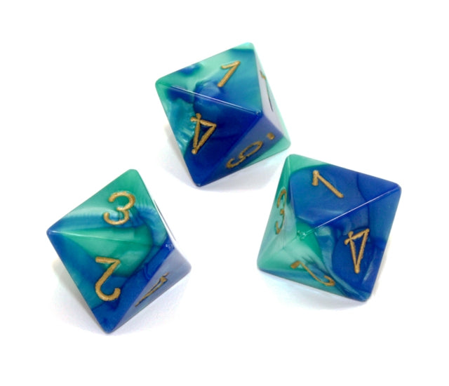 Chessex Polyhedral Dice Set: Gemini (Blue-Teal/Gold)