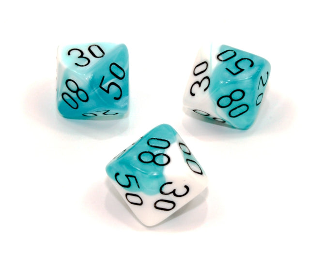Chessex Polyhedral Dice Set: Gemini (Teal-White/Black)