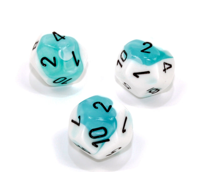 Chessex Polyhedral Dice Set: Gemini (Teal-White/Black)