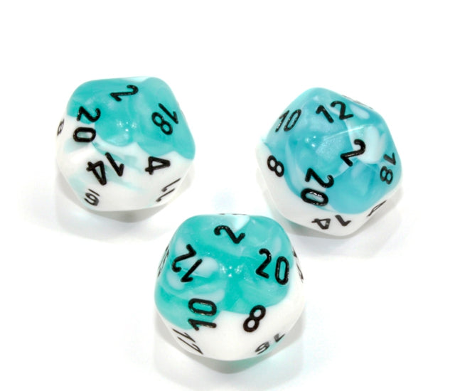 Chessex Polyhedral Dice Set: Gemini (Teal-White/Black)
