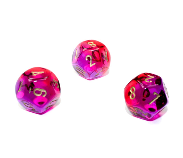 Chessex Polyhedral Dice Set: Gemini Translucent (Red Violet/Gold)
