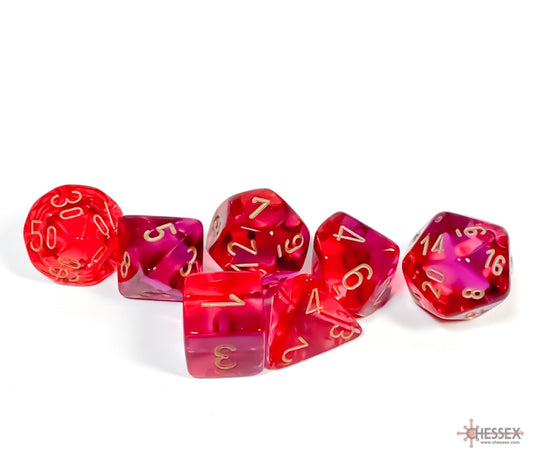 Chessex Polyhedral Dice Set: Gemini Translucent (Red Violet/Gold)