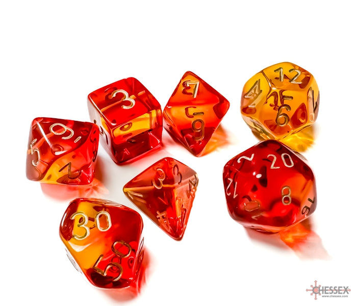 Chessex Polyhedral Dice Set: Gemini Translucent (Red Yellow/Gold)