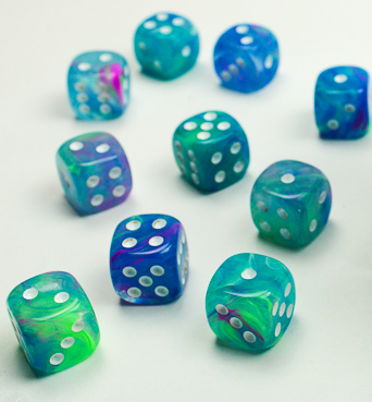 Chessex D6 Dice Brick: Festive (Waterlily/White)