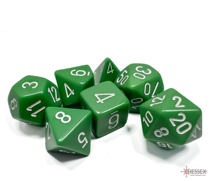 Chessex Polyhedral Dice Set: Opaque (Green/White)