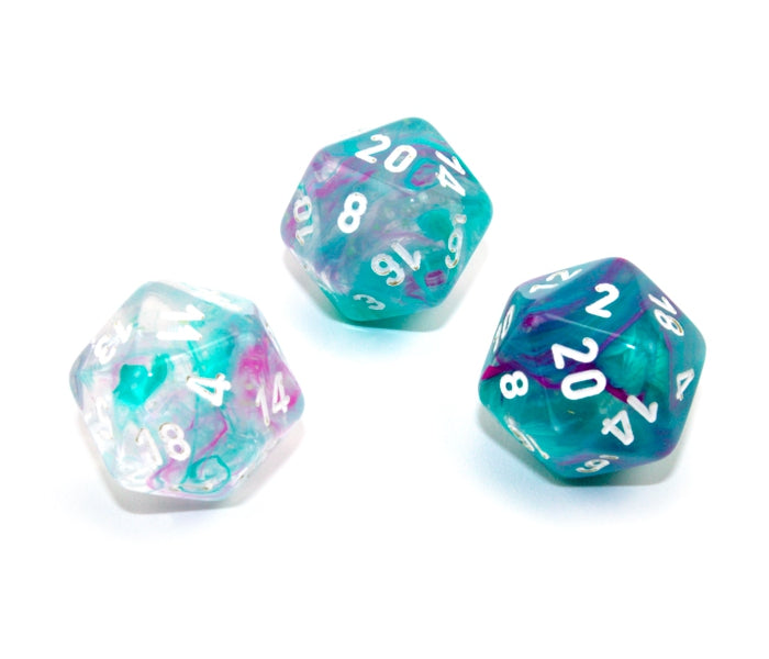 Chessex Polyhedral Dice Set: Nebula Luminary (Wisteria/White)